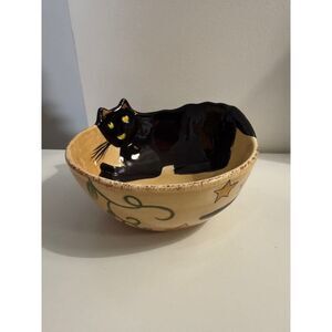 Halloween Wonderland Bowl Tabletops Lifestyle Anthropomorphic Black Cat Pottery